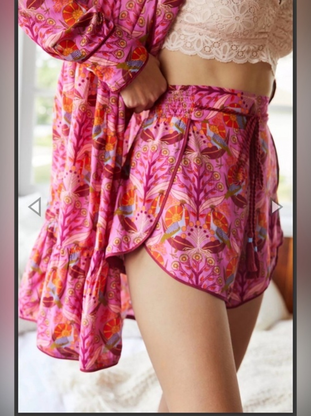 Anthropologie x Mary O’Malley Printed Tassel Boho Shorts Size Small Loungewear
